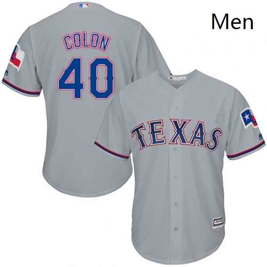 Mens Majestic Texas Rangers 40 Bartolo Colon Replica Grey Road Cool Base MLB Jersey